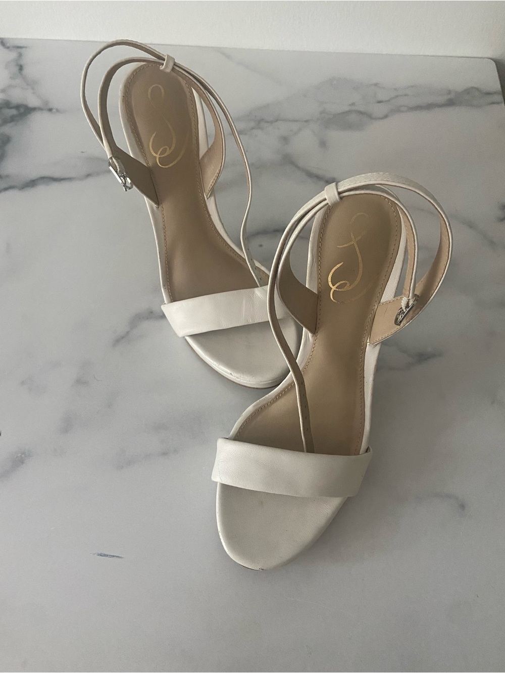 Sam Edelman Ivory Strappy Slingback Heels